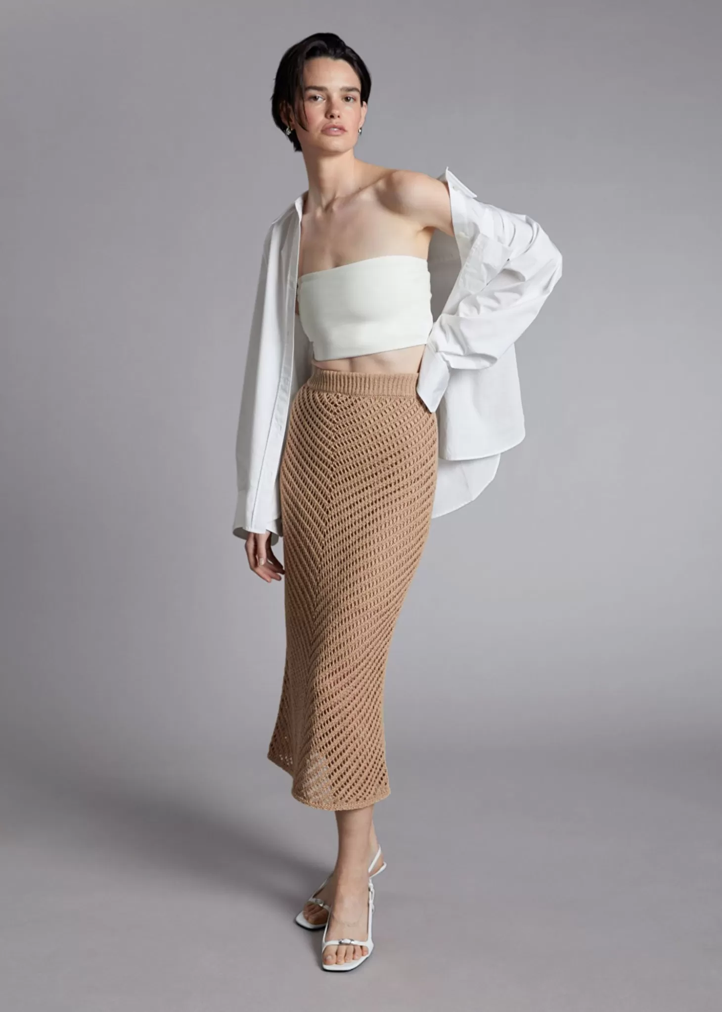 Outlet & Other Stories Haeklet Midi Nederdel Stovet Beige