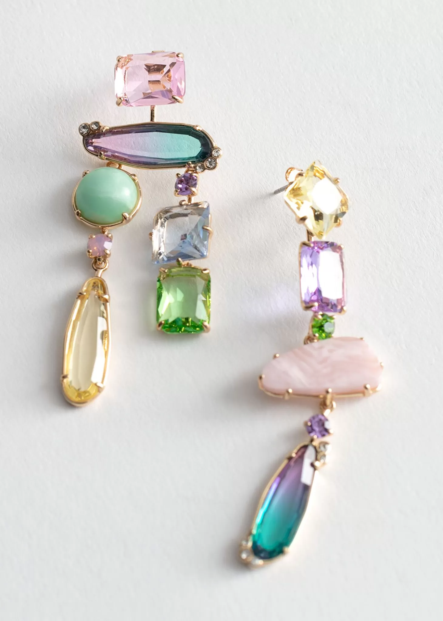 Best & Other Stories Rainbow Rhinestone Haengende Oreringe Multi Regnbue