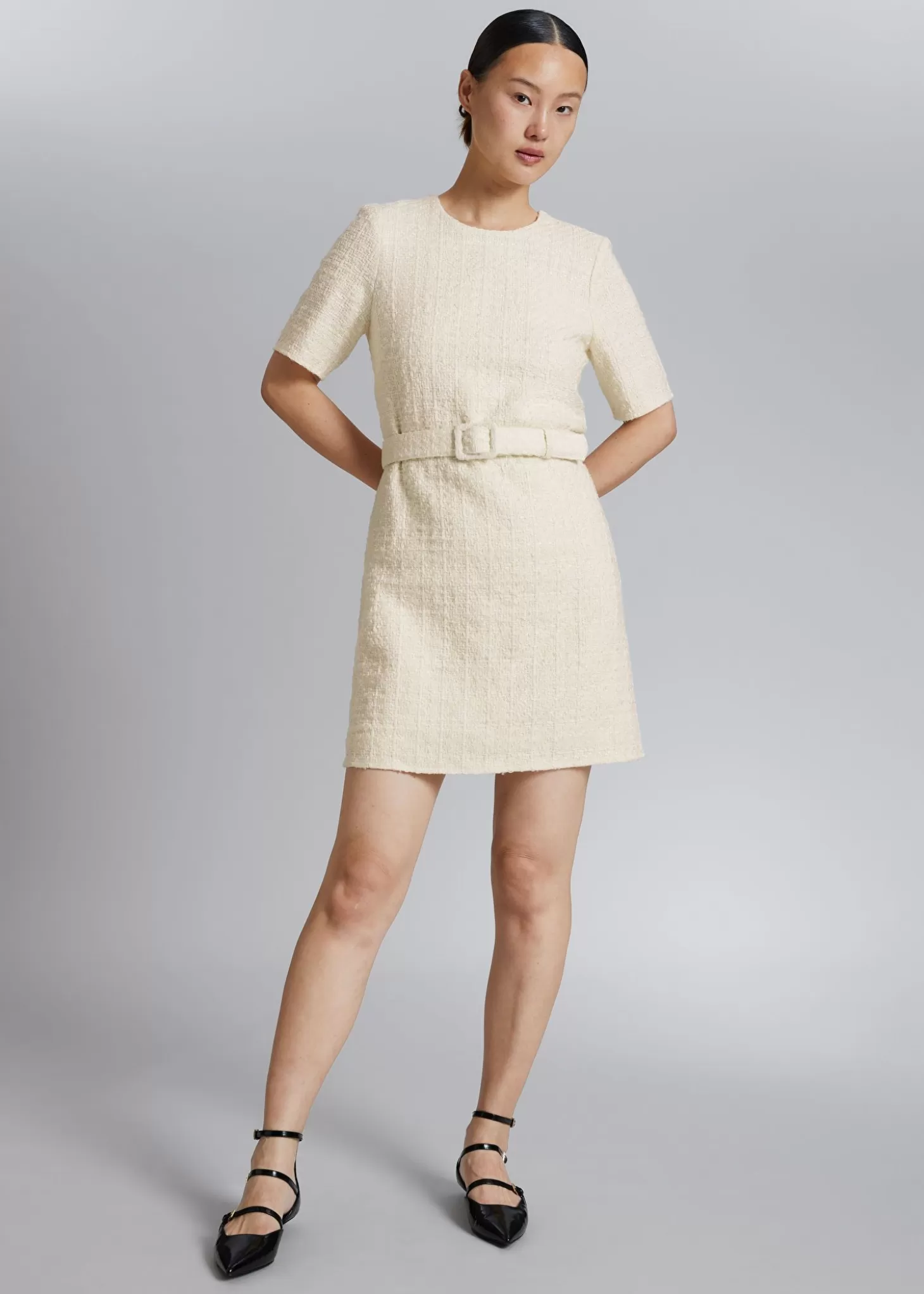 Clearance & Other Stories Tweed Minikjole Med Baelte Hvid